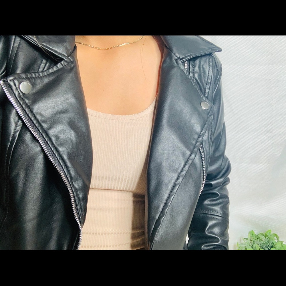 Faux leather motor jacket